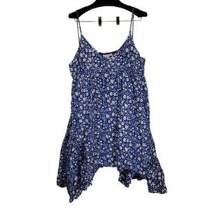 20 Something Mini Dress XL Daisy Ditsy Floral Spaghetti Strap Hanky-Hem Cottage